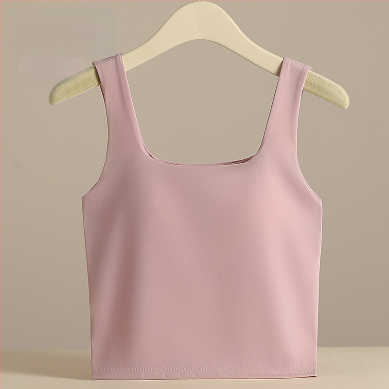 Ženski širokoramenski vest s kvadratnim izrezom i jastučićem od spužve; Ice Silk tkanina s 70–80% nylona, gustoća 181–200 g/m2