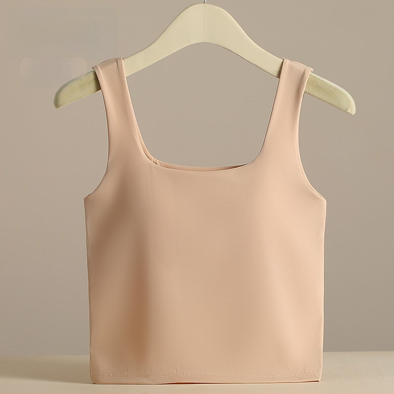 Ženski širokoramenski vest s kvadratnim izrezom i jastučićem od spužve; Ice Silk tkanina s 70–80% nylona, gustoća 181–200 g/m2