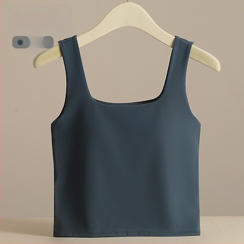 Ženski širokoramenski vest s kvadratnim izrezom i jastučićem od spužve; Ice Silk tkanina s 70–80% nylona, gustoća 181–200 g/m2