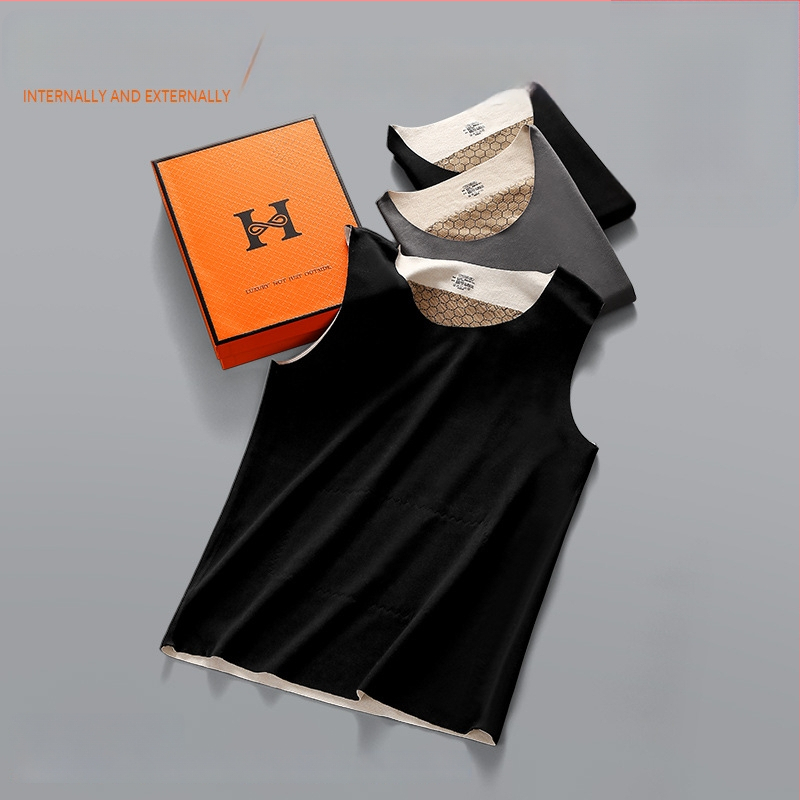 Muški termalni prsluk s De Velvet presvlakom – osnovni sloj, podpora struka, zaštita trbuha i leđa, okrugli vrat, preko glave