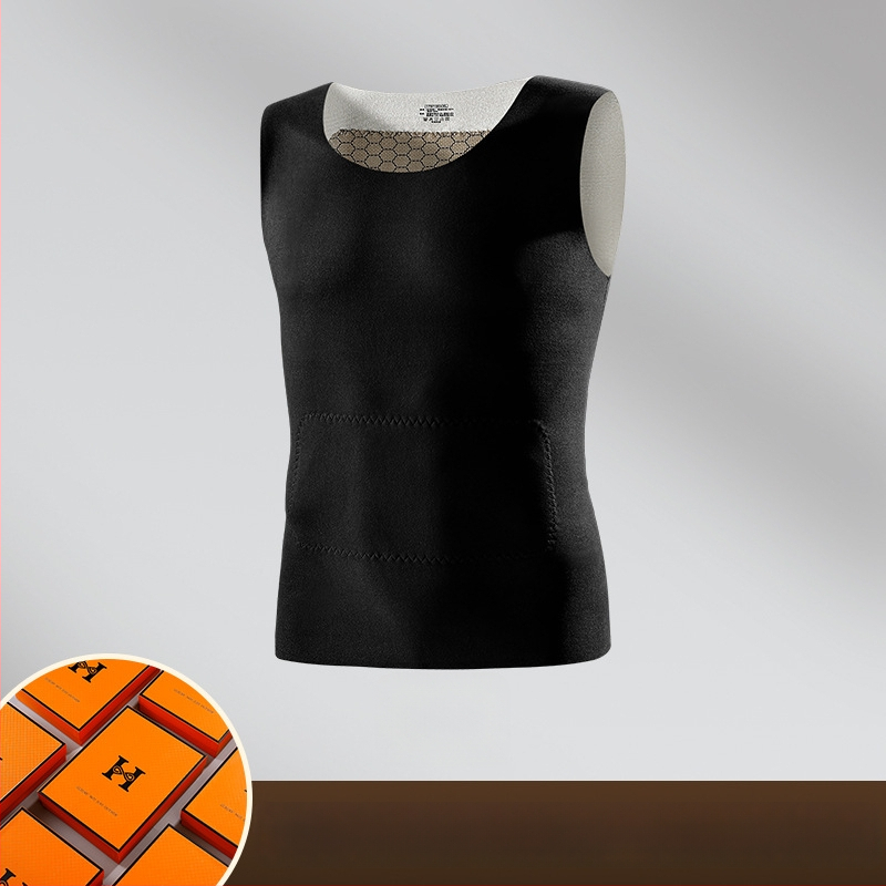 Muški termalni prsluk s De Velvet presvlakom – osnovni sloj, podpora struka, zaštita trbuha i leđa, okrugli vrat, preko glave