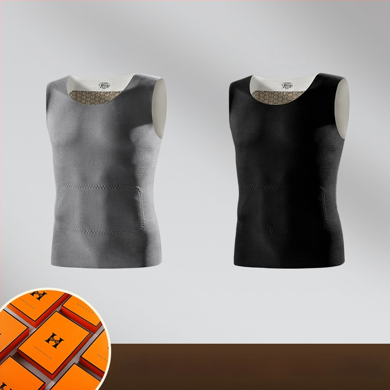 Muški termalni prsluk s De Velvet presvlakom – osnovni sloj, podpora struka, zaštita trbuha i leđa, okrugli vrat, preko glave