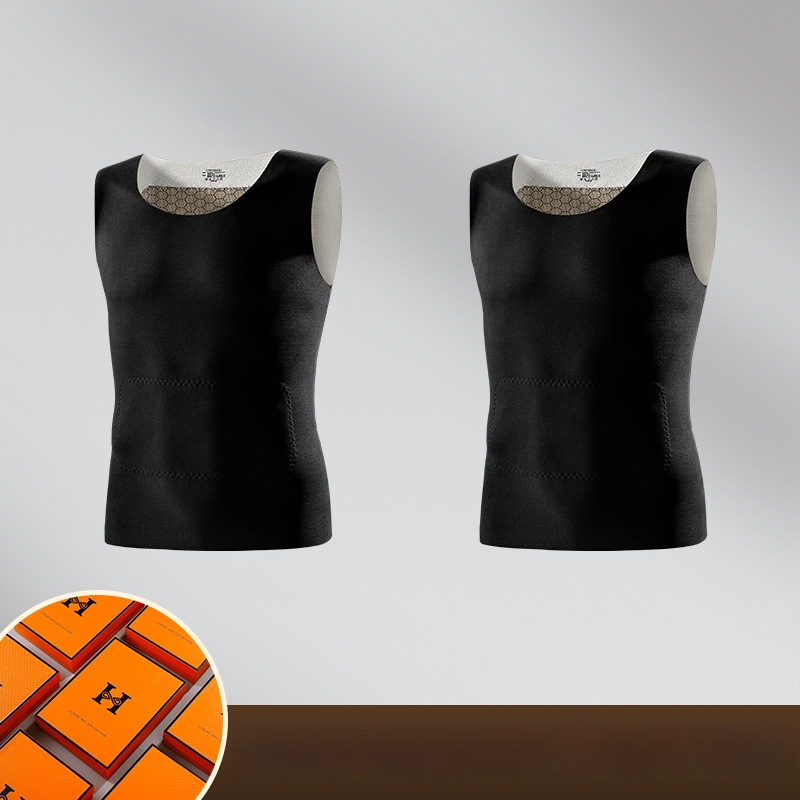 Muški termalni prsluk s De Velvet presvlakom – osnovni sloj, podpora struka, zaštita trbuha i leđa, okrugli vrat, preko glave