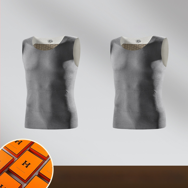 Muški termalni prsluk s De Velvet presvlakom – osnovni sloj, podpora struka, zaštita trbuha i leđa, okrugli vrat, preko glave