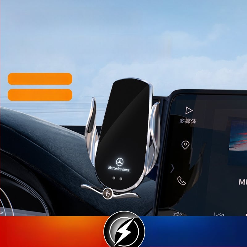 Držač telefona za Mercedes-Benz C‑Class s bežičnim punjenjem 15W, držač na zračni otvor, električno zaključavanje, ugradnja klikom
