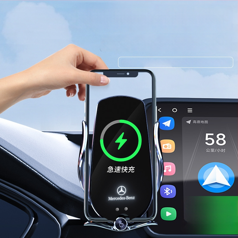 Držač telefona za Mercedes-Benz C‑Class s bežičnim punjenjem 15W, držač na zračni otvor, električno zaključavanje, ugradnja klikom