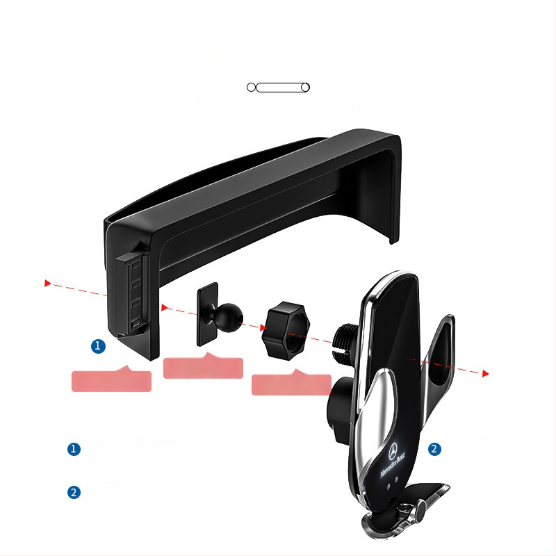 Držač telefona za Mercedes-Benz C‑Class s bežičnim punjenjem 15W, držač na zračni otvor, električno zaključavanje, ugradnja klikom