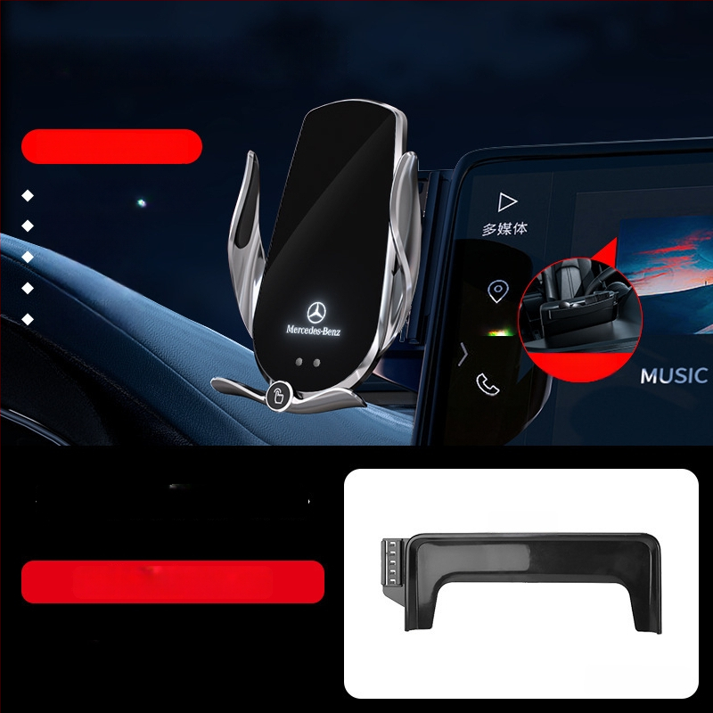 Držač telefona za Mercedes-Benz C‑Class s bežičnim punjenjem 15W, držač na zračni otvor, električno zaključavanje, ugradnja klikom