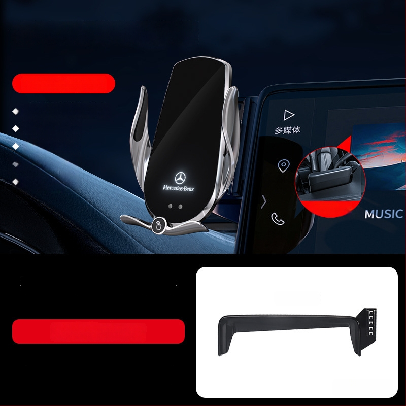 Držač telefona za Mercedes-Benz C‑Class s bežičnim punjenjem 15W, držač na zračni otvor, električno zaključavanje, ugradnja klikom