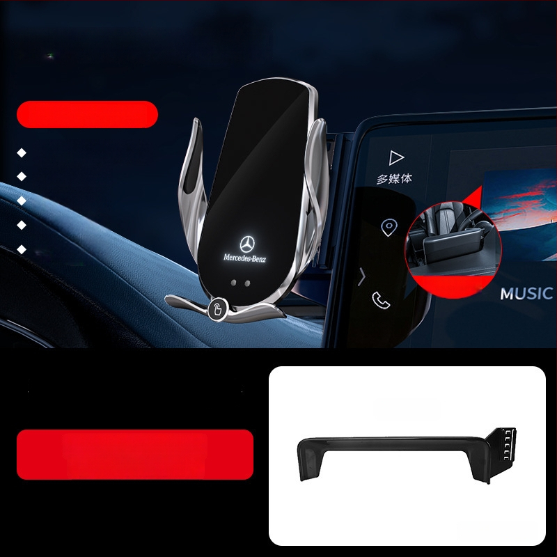 Držač telefona za Mercedes-Benz C‑Class s bežičnim punjenjem 15W, držač na zračni otvor, električno zaključavanje, ugradnja klikom
