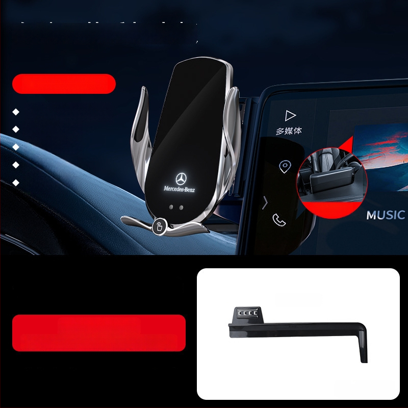 Držač telefona za Mercedes-Benz C‑Class s bežičnim punjenjem 15W, držač na zračni otvor, električno zaključavanje, ugradnja klikom