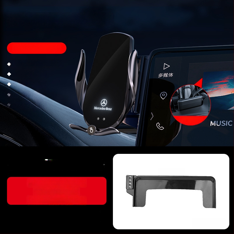 Držač telefona za Mercedes-Benz C‑Class s bežičnim punjenjem 15W, držač na zračni otvor, električno zaključavanje, ugradnja klikom