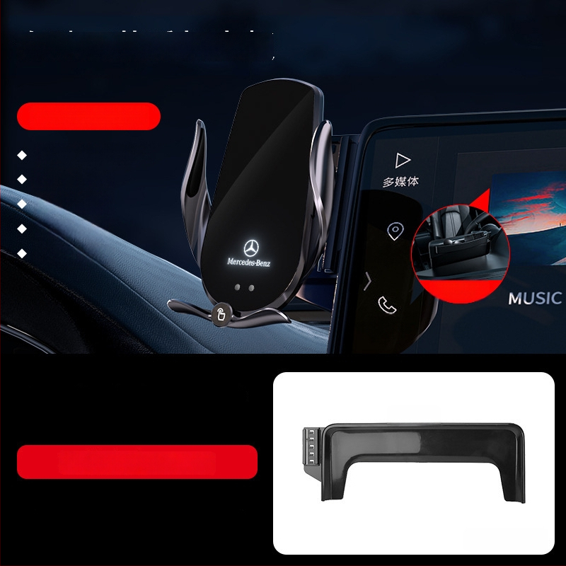 Držač telefona za Mercedes-Benz C‑Class s bežičnim punjenjem 15W, držač na zračni otvor, električno zaključavanje, ugradnja klikom
