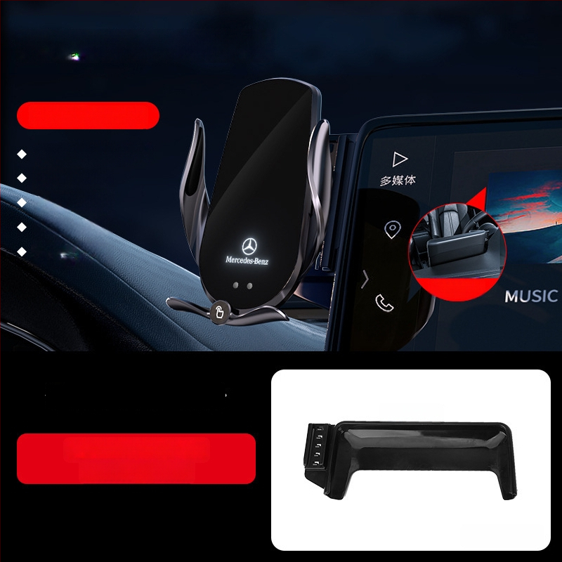 Držač telefona za Mercedes-Benz C‑Class s bežičnim punjenjem 15W, držač na zračni otvor, električno zaključavanje, ugradnja klikom