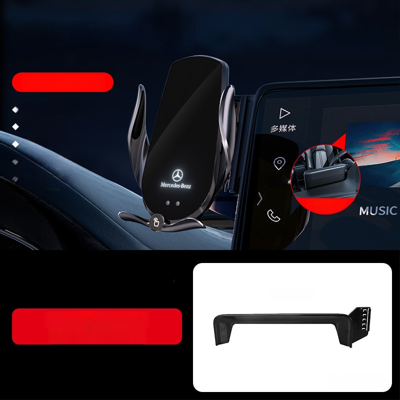 Držač telefona za Mercedes-Benz C‑Class s bežičnim punjenjem 15W, držač na zračni otvor, električno zaključavanje, ugradnja klikom