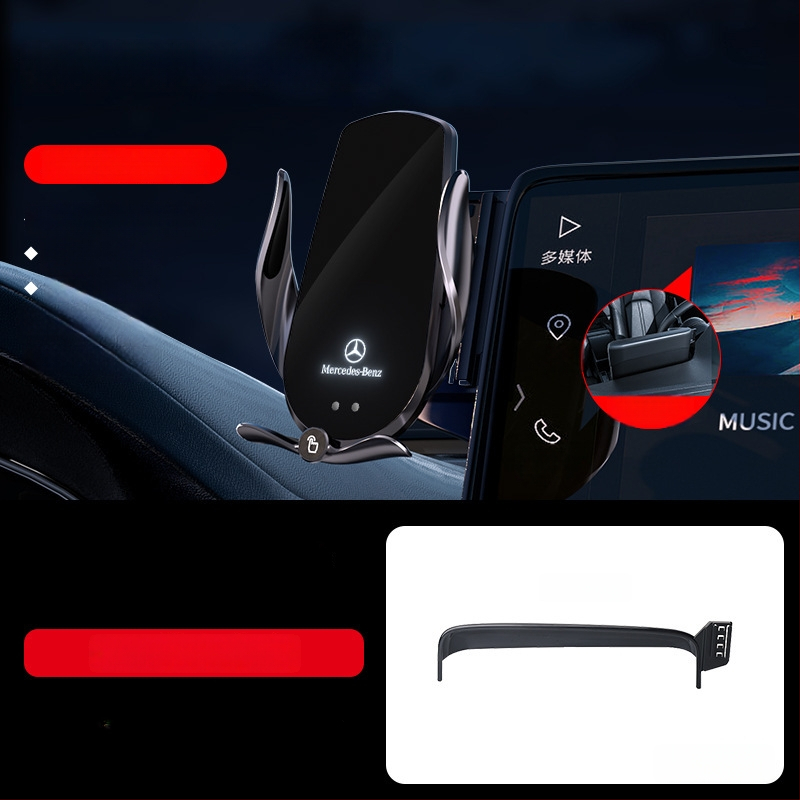 Držač telefona za Mercedes-Benz C‑Class s bežičnim punjenjem 15W, držač na zračni otvor, električno zaključavanje, ugradnja klikom