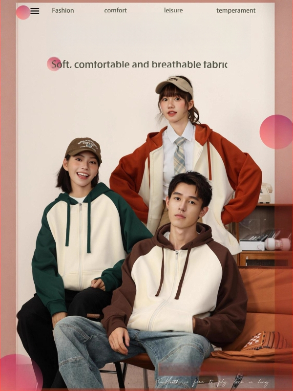 Kapucē patchwork džemperis ar kontrastšuvēm, poliesters, normāls piegriezums, pāru dizains