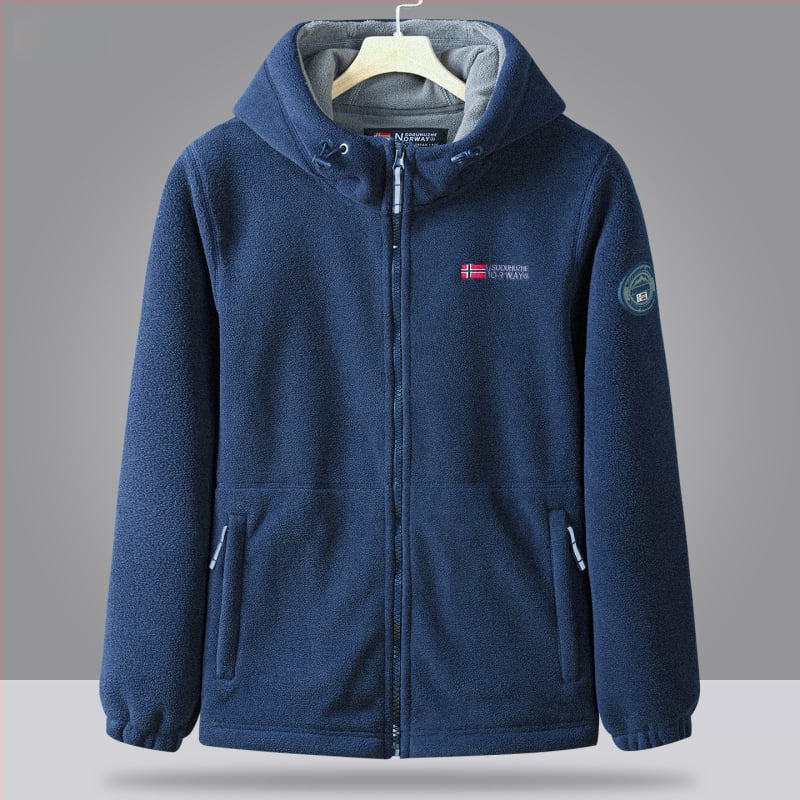 Unisex fleece striukė su gobtuvu, žieminė šilta, pamušalas fleece, kardigano stilius