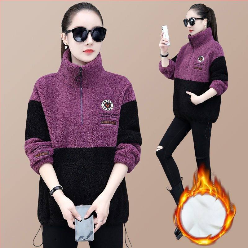 Γυναικείο φούτερ με επένδυση από ακρυλικό 95%+, Γούρ Peter Pan, Μανίκια 9/10, Μανίκια πετάλου, Φθινόπωρο 2025