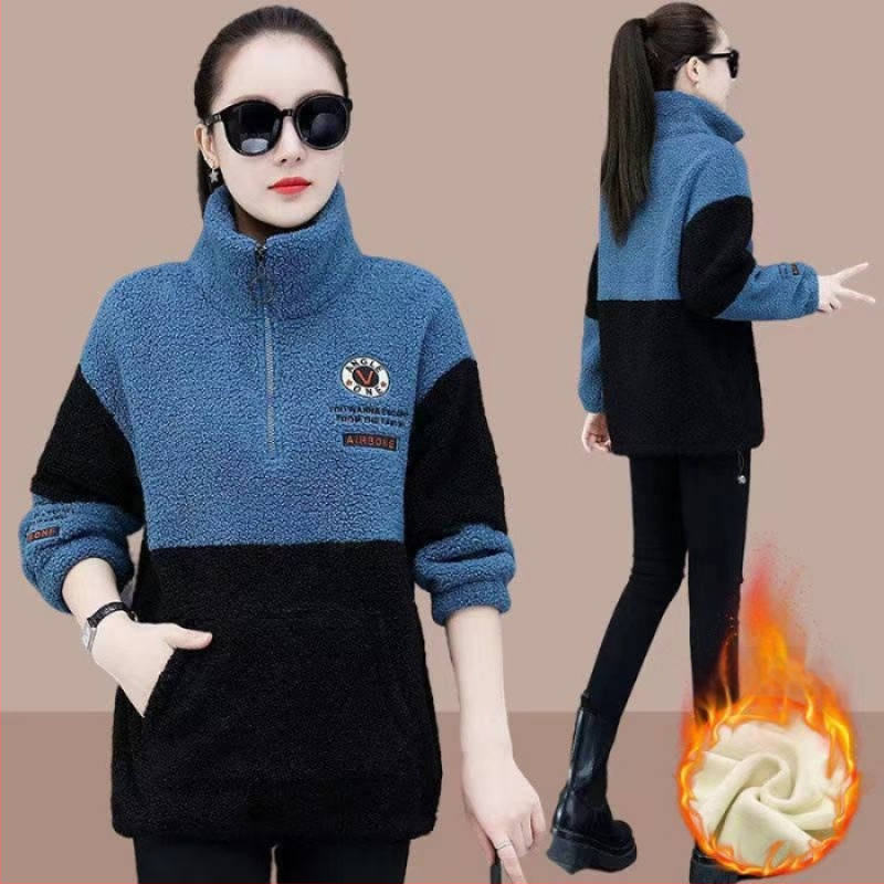 Γυναικείο φούτερ με επένδυση από ακρυλικό 95%+, Γούρ Peter Pan, Μανίκια 9/10, Μανίκια πετάλου, Φθινόπωρο 2025