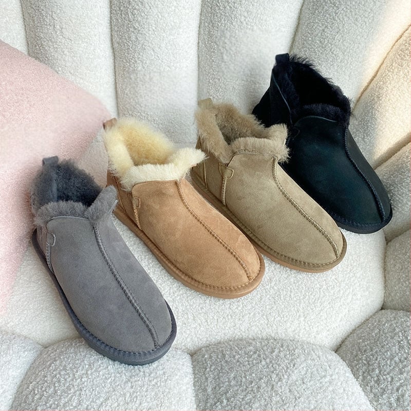 Unisex χειμερινά μποτάκια χιονιού με ενιαίο επάνω από γούνα προβάτου, σόλα από τένοντα βοδιού, χειροποίητες ραφές, διαπνέοντα, αντιολισθητικά