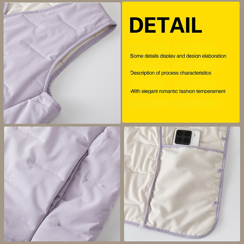 Sieviešu veste ar aitas vilnas pildījumu un poliestera galveno audumu 95%+, V formas kakla atvērums, vidēja garuma, šaurs piegriezums