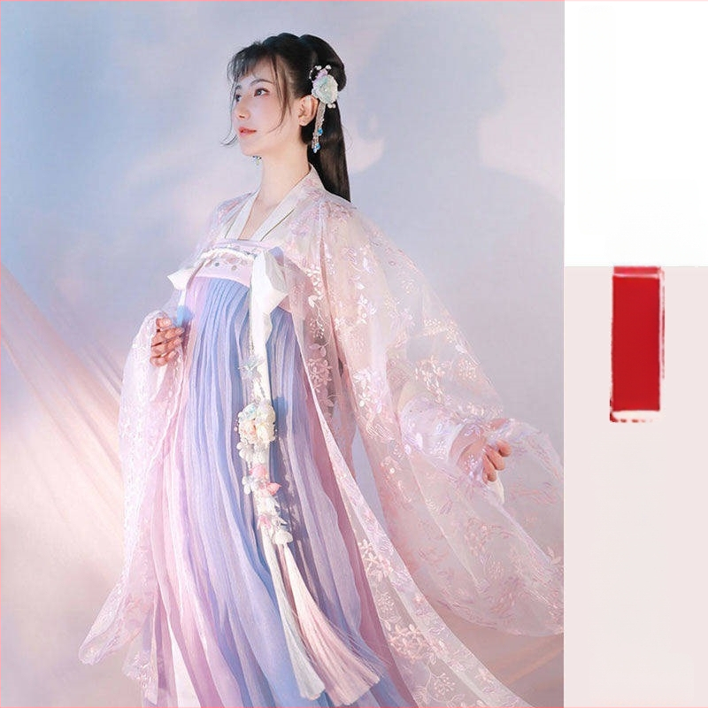 Hanfu ženski kostim kineskog stila — ruqun set, top do prsa i suknja u struku, studentski stil