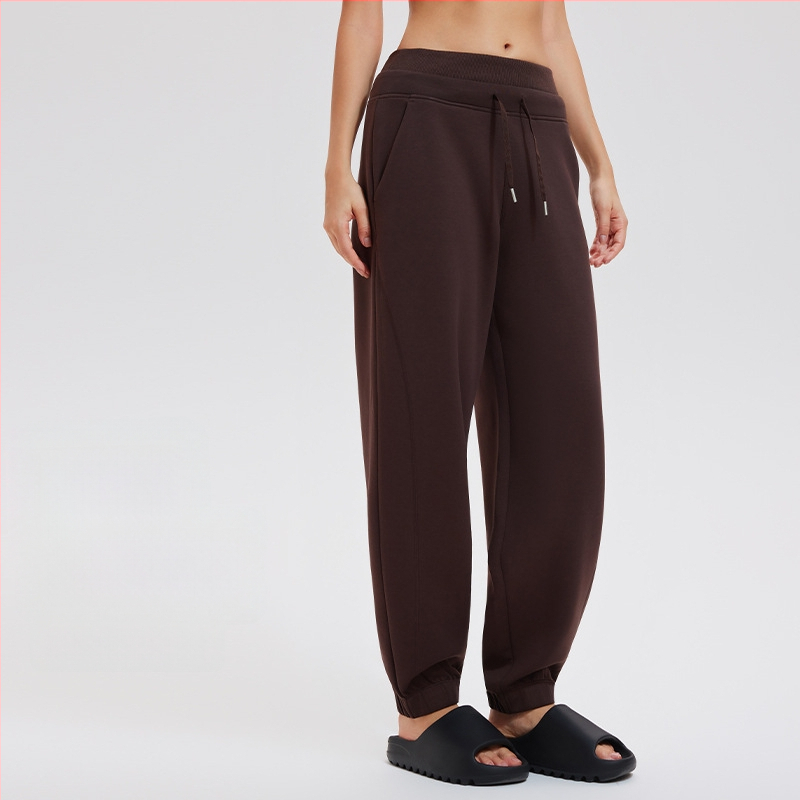 Sieviešu kokvilnas džoggera bikses, vidējā josta, mitrumu vadība, piemērotas skriešanai un fitnesam