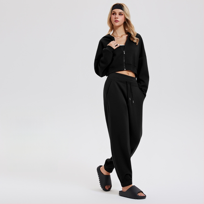 Sieviešu kokvilnas džoggera bikses, vidējā josta, mitrumu vadība, piemērotas skriešanai un fitnesam