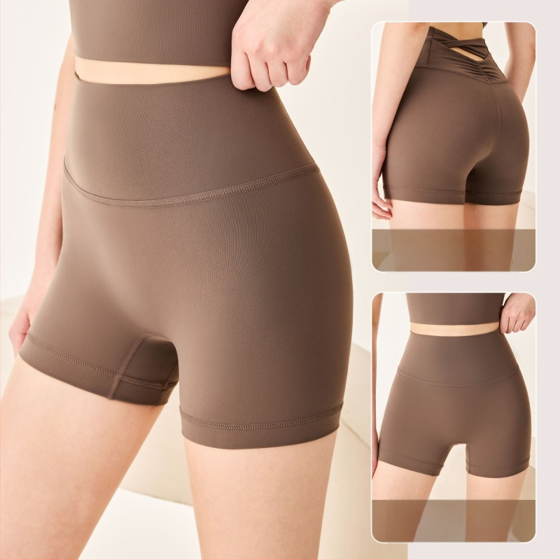 Moterų aukštos juosmens pakeliamų sėdmenų dviračių šortai, 3/4 ilgio, tinkami treniruotėms, jogai ir pilatesui; nailonas 79% + elastanas 20%