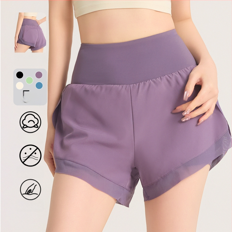 Moteriški vasaros sportiniai šortai, greitai džiūstantys, kvėpuojantys, aukštos juosmens, apatinė dalis legging stiliaus, 86% poliesteris / 14% spandeksas