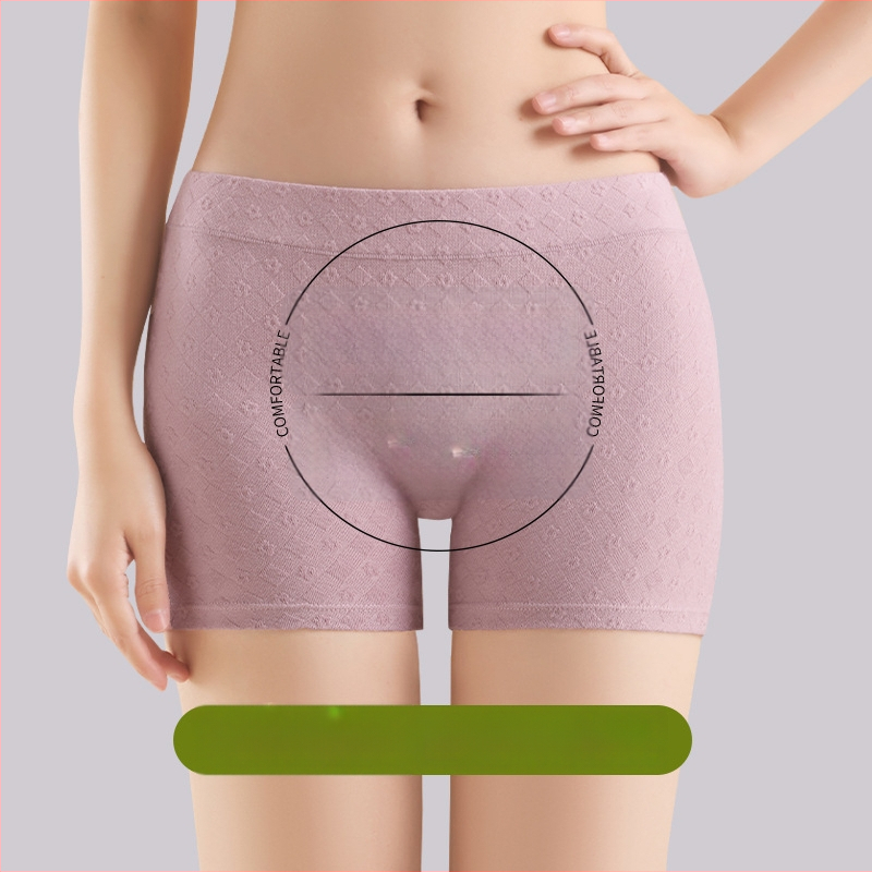 Sieviešu drošības apakšveļa ar vidējo jostu no kokvilnas, reljefveidīgs raksts, anti-slip funkcija, galvenais materiāls 90–95% kokvilna, starpkājuma oderējums 100% kokvilna