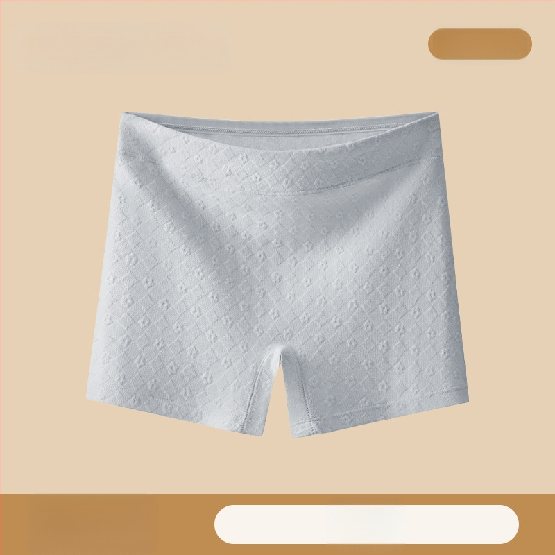 Sieviešu drošības apakšveļa ar vidējo jostu no kokvilnas, reljefveidīgs raksts, anti-slip funkcija, galvenais materiāls 90–95% kokvilna, starpkājuma oderējums 100% kokvilna