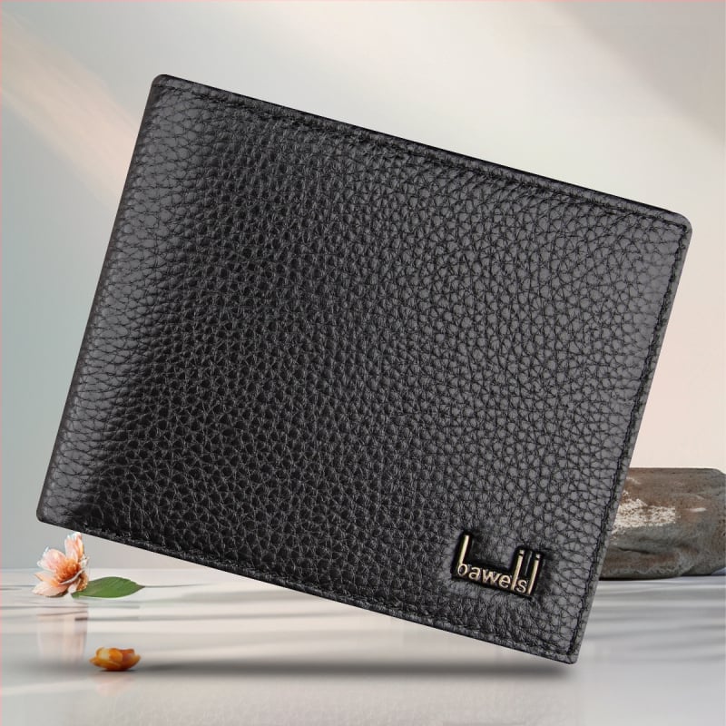 Portofel scurt pentru bărbați, din piele de vițel de primă calitate, cu buzunar cu fermoar, stil urban minimalist, model monocrom, căptușeală Guangzhou