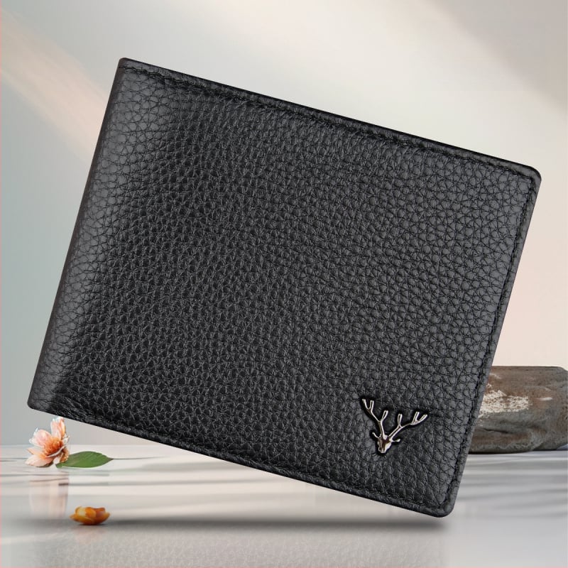 Portofel scurt pentru bărbați, din piele de vițel de primă calitate, cu buzunar cu fermoar, stil urban minimalist, model monocrom, căptușeală Guangzhou