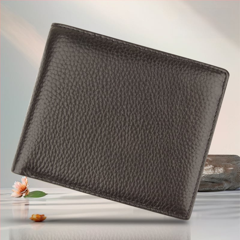 Portofel scurt pentru bărbați, din piele de vițel de primă calitate, cu buzunar cu fermoar, stil urban minimalist, model monocrom, căptușeală Guangzhou