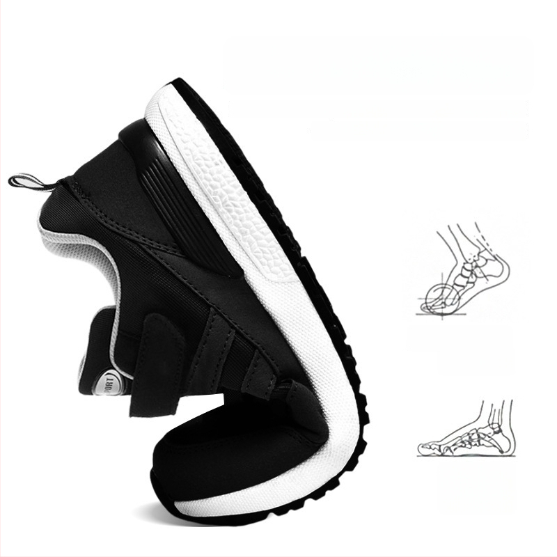 Дамски велкро кецове за ежедневието, горна част от плат, кръгъл нос, плосък ток