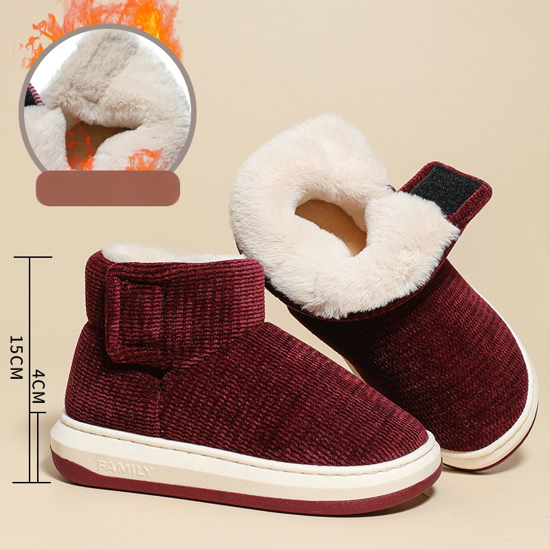 Papuči no kokvilnas vidēja vecuma un vecākiem, ziemas, ar Velcro aizdari, nubuka augšdaļa, neslīdoša zole