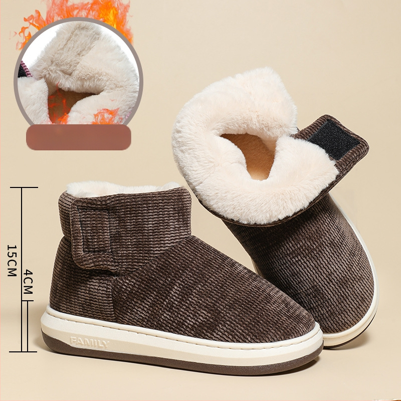 Papuči no kokvilnas vidēja vecuma un vecākiem, ziemas, ar Velcro aizdari, nubuka augšdaļa, neslīdoša zole