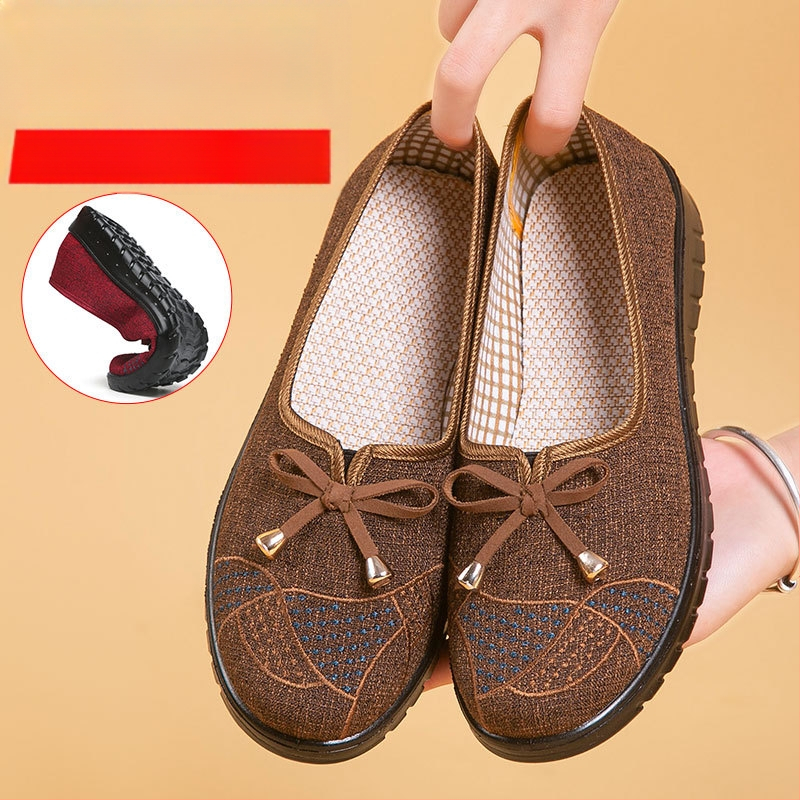 Moteriški drobiniai bateliai su drobiniu viršumi, PVC padas ir plokščias kulnas (pavasaris–ruduo)