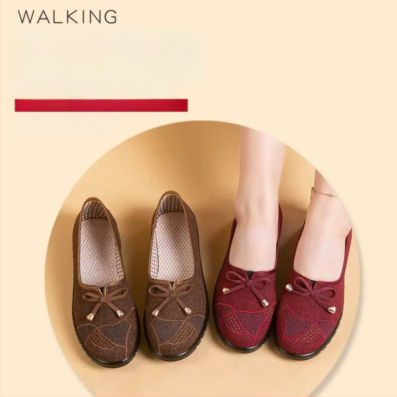 Moteriški drobiniai bateliai su drobiniu viršumi, PVC padas ir plokščias kulnas (pavasaris–ruduo)