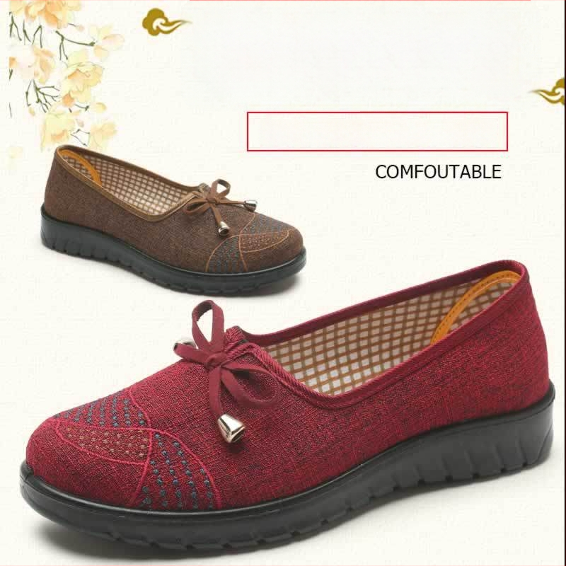 Moteriški drobiniai bateliai su drobiniu viršumi, PVC padas ir plokščias kulnas (pavasaris–ruduo)