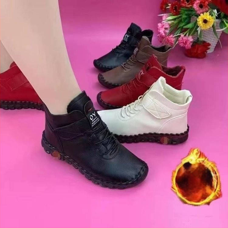 Naiste soojad saapad PU ülaosaga, kummist talla, Velcro sulgemine, kunstliku karusnaha vooder, madal paks kann