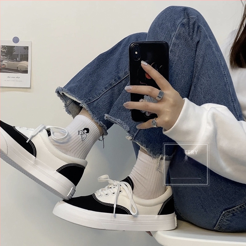 Sieviešu kanvas kurpes ar paaugstinātu augstumu, zemā augšdaļa, vulkanizēta zole, Korejas versija