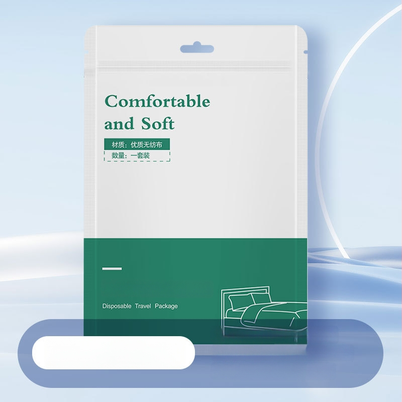 Spausdintas vienkartinis viešbučio patalynės komplektas iš SMS audinio, keturi komponentai