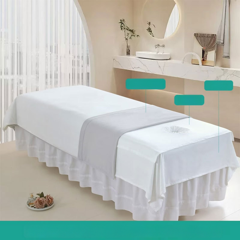 Set cuverturi pentru salon de înfrumusețare, 3 piese, bumbac Yunrou, vopsire prin fire, vopsire reactiva, model uni