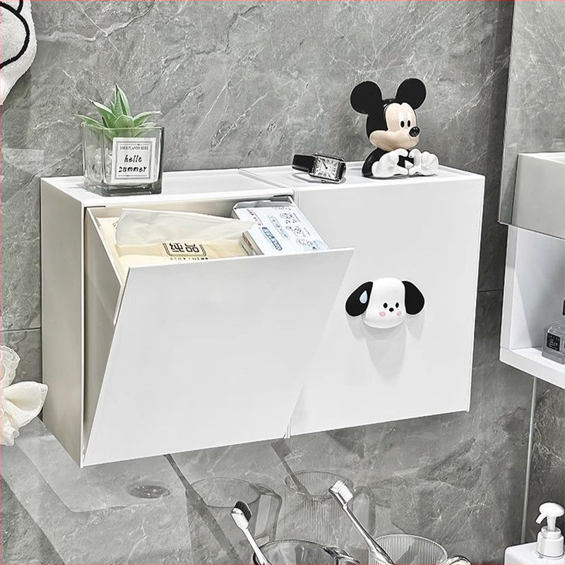 Stienā montējama higiēnas spilventiņu uzglabāšanas kastīte, ūdensnecaurlaidīga, bez urbšanas, vannas istabai