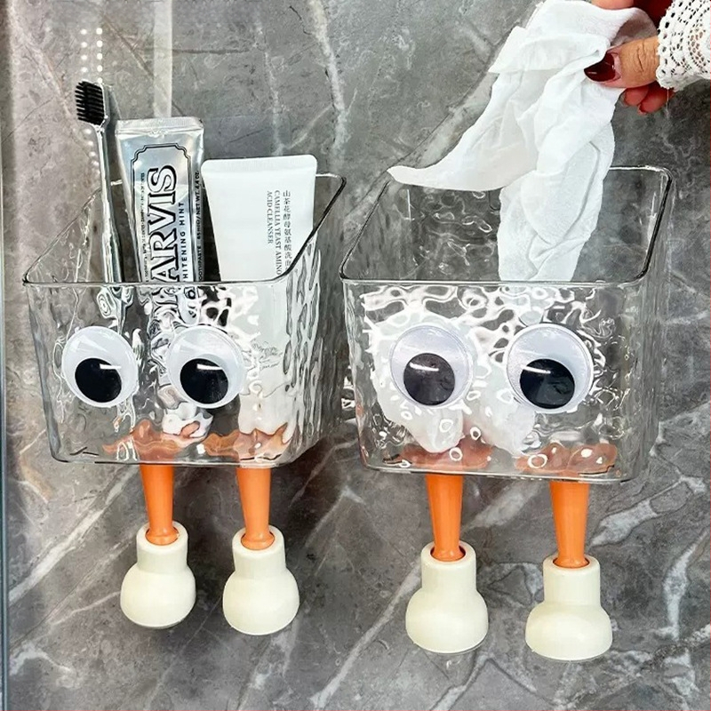 Sienas stiprināms vannasistabas uzglabāšanas kastīte – plastmasas organizētājs ar karikatūras rakstu, modelis 999999