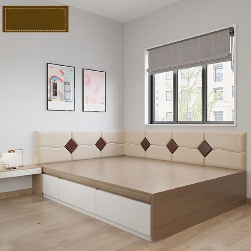 Panou de perete Tatami moale pentru marginea patului copiilor — bară de protecție, personalizare disponibilă, Baker Cloud (Material: Piele sintetică moale; Stil: Simplitate modernă; Personalizare: Da)