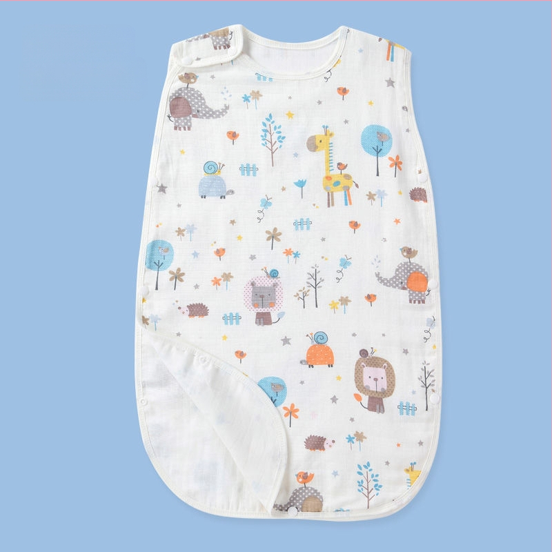 Dječji spavaći vreća, tanak ljetni pamuk gazu, prozračna s podstavom od čistog pamuka i punilom od pamuka, izvezen uzorak